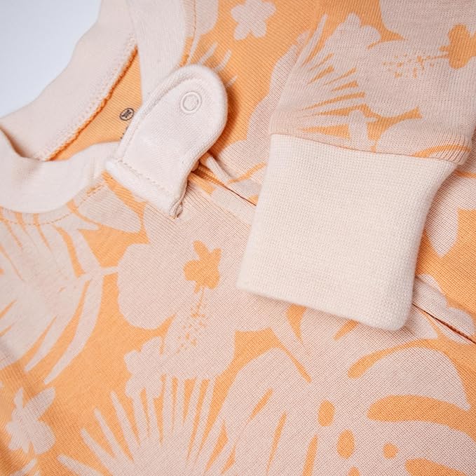 HonestBaby Non-Slip Footed Pajamas One-Piece Sleeper Zip-Front Pjs 100% Organic Cotton for Baby Girls