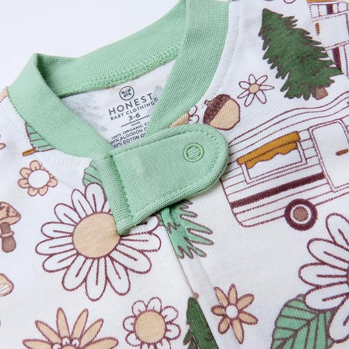 HonestBaby Sleep & Play Footed One-piece Pajama Sleeper 100% Organic Cotton, Baby Boys