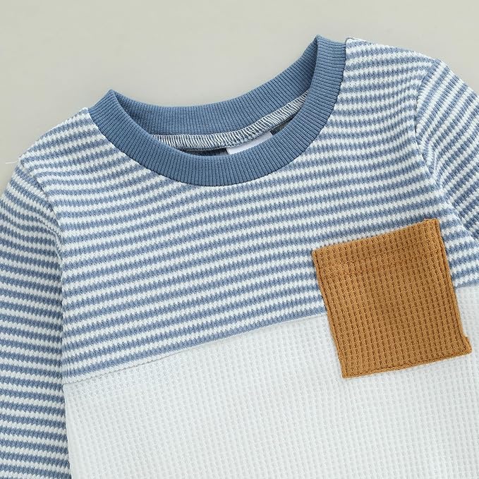 CIYCUIT Toddler Baby Boy Outfits Striped Sweatshirt Pants Clothes Set