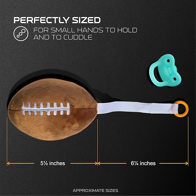Las Vegas Raiders Plush Football Pacifier Holder with Newborn Paci by Smilo - Officially Licensed NFL Soother Holder - Soft Plush Toy and Binky - Fits Any Pacifier - NFL Baby Essential