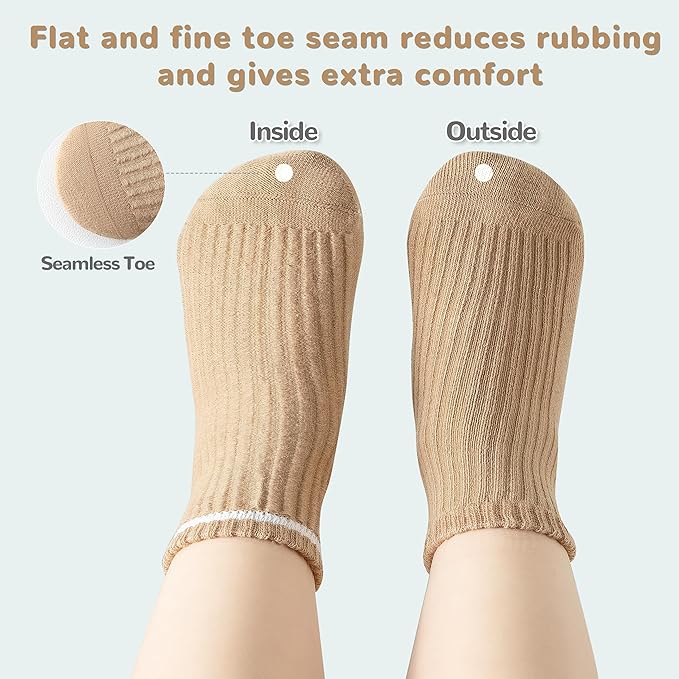 Toddler Grip Socks Non Slip Crew Cute Seamless Cotton Socks for Baby Boys Girls Infants Kids 9 Pairs