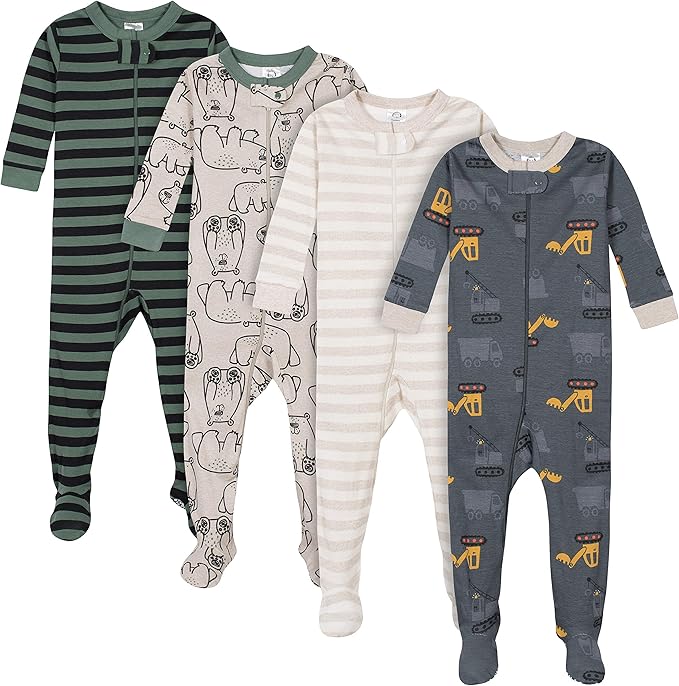 Gerber baby-boys Baby-boys 4-pack Footed Pajamas