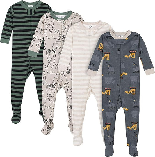 Gerber baby-boys Baby-boys 4-pack Footed Pajamas