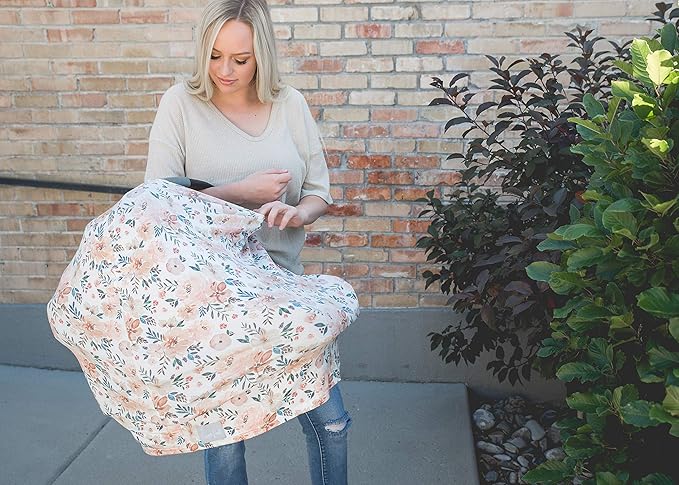 Copper Pearl Multi-Use Cover: Car Seat & Stroller Cover for Sun - Stretchy Fabric, All-Season Use, Stylish Designs, Easy Access for Moms - Autumn