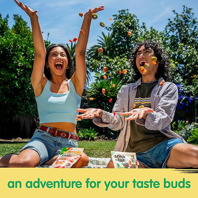 Snak Club Pineapple Rings, Tajin Chili & Lime Seasoned, Sweet and Spicy Gummy Candy, Mild in Heat Bold in Flavor, Low-Fat, Vegan, Gluten-Free Snack, Snack Size, 2.25 Ounce, 12 Count