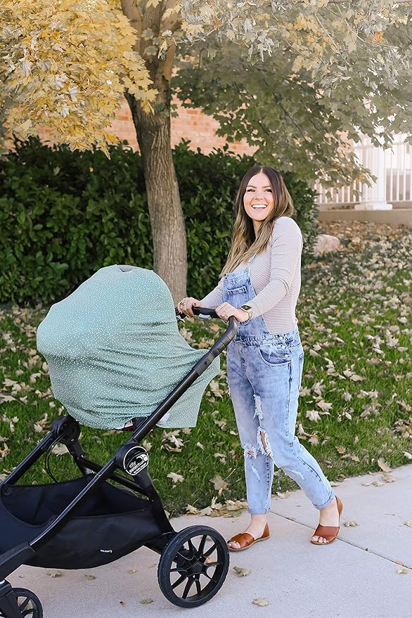 Copper Pearl Multi-Use Cover: Car Seat Covers, Nursing Cover, and Stroller Cover for Sun - Stretchy Fabric, All-Season Use, Stylish Designs, Easy Access for Moms - Juniper