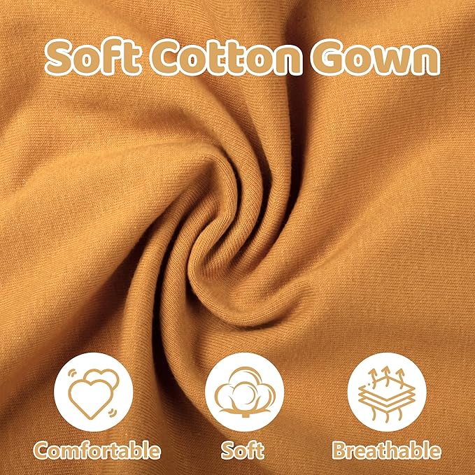 Newborn Baby Girl Gown 0-6 Months, Super Soft Newborn Sleepers Gown, Long Sleeve Infant Nightgown for Girls, Baby Girl Outfit Essential with Headband Set Orange Yellow