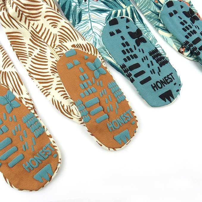 HonestBaby 2-Pack Non-Slip Footed Pajamas One-Piece Sleeper Jumpsuit Zip-Front Pjs 100% Organic Cotton for Baby Girls