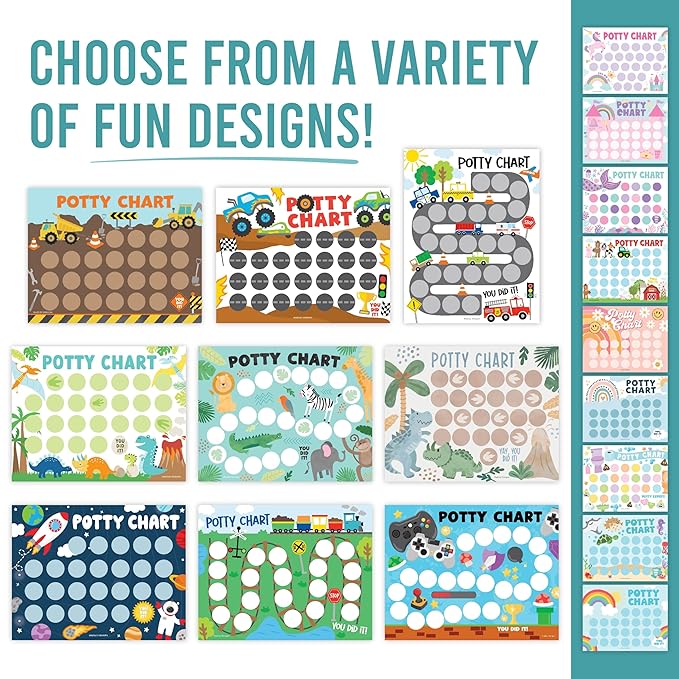 Hadley Designs Potty Training Chart for Boys with Fun Reward Stickers – Sticker Chart for Kids Potty Training, Potty Training Chart for Toddlers Boys, Sticker Chart for Potty Success
