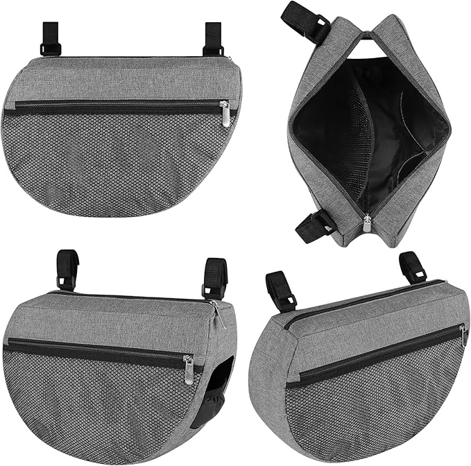 Accmor Insulated Side Sling Stroller Saddle Bag Organizer, Universal Stroller Organizer, Stroller Bag Caddy Organizer, Grey