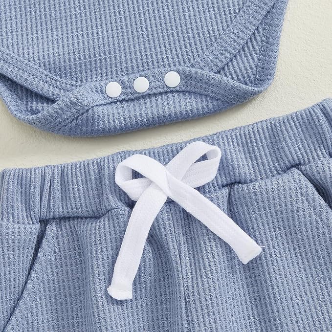 Kupretty Baby Boy Clothes 3 6 12 18 Months Fall Winter Outfit Mama's Boy Embroidery Waffle Long Sleeve Romper Pants Set