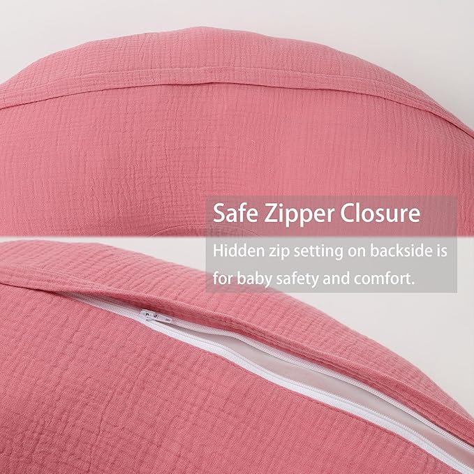 Onacosht Muslin Nursing Pillow Cover 2 Pack 100% Cotton Ultra Soft Breastfeeding Pillow Covers for Baby Boy and Girl, Feather and Pastel Violet