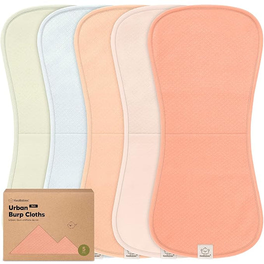 KeaBabies 5-Pack Organic Burp Cloths Baby Girl, Boy - Extra Large, Absorbent Baby Burp Cloths,Soft Burping Cloths for Babies,Newborn Burp Clothes,Cotton Burp Rags, Thick Burp Cloth (Flora Dew/Quin)