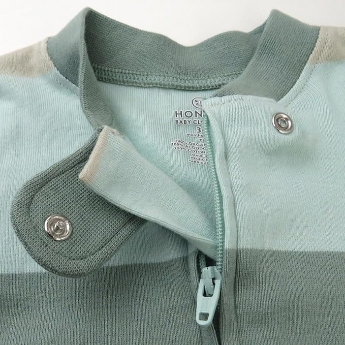 HonestBaby Sleep & Play Footed One-piece Pajama Sleeper 100% Organic Cotton, Baby Boys