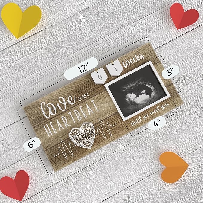 Baby Sonogram Picture Frame with Countdown Weeks - Standard 4"x3" Ultrasound Photo - Pregnancy Announcements Ideas - Gender Reveal Baby-Shower Gift - New Mom Expecting Parents to Be Keepsake Gifts