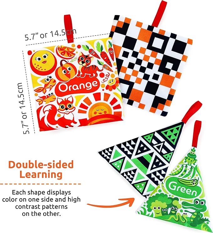 High Contrast Crinkle Paper Shapes - Baby Sensory Toys for Visual Development, Tummy Time - Crib, Stroller & Car Seat Crinkle Toys for Babies & Infants 3 Months+