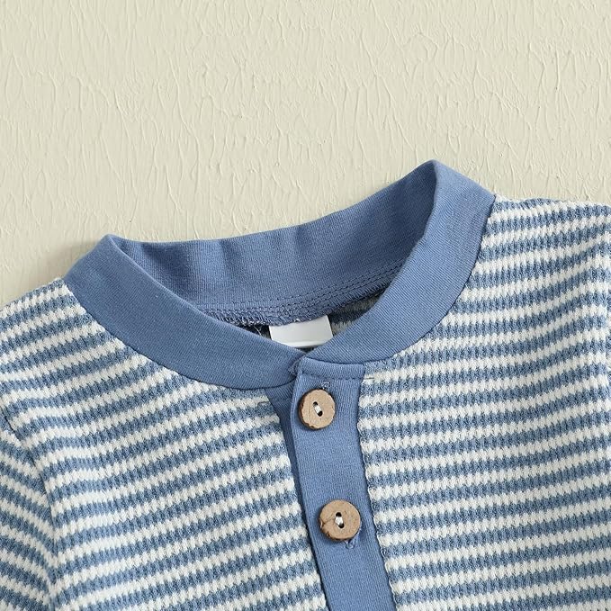 fhutpw Newborn Baby Boy Clothes Ribbed Knit Bodysuit 3 6 Months Infant Fall Long Sleeve Splicing Color Romper Jumpsuit & Hat