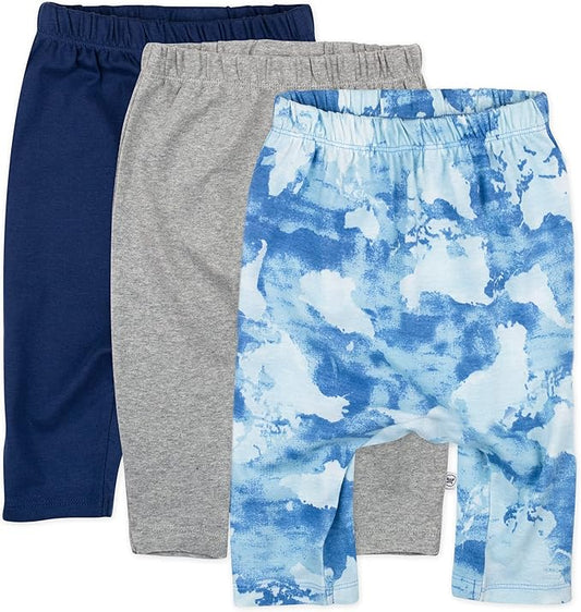 HonestBaby Unisex-Baby Multipack Harem Pants Roomy Fit Pull on Bottoms 100% Organic Cotton for Baby Boys, Girls