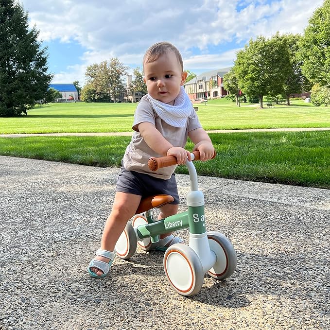 Liberry Baby Balance Bike for 1 Year Old Boys, 4 Wheels Toddler Balance Bike with Adjustable Seat, 12-24 Months Infant's First Birthday Gift (Green)