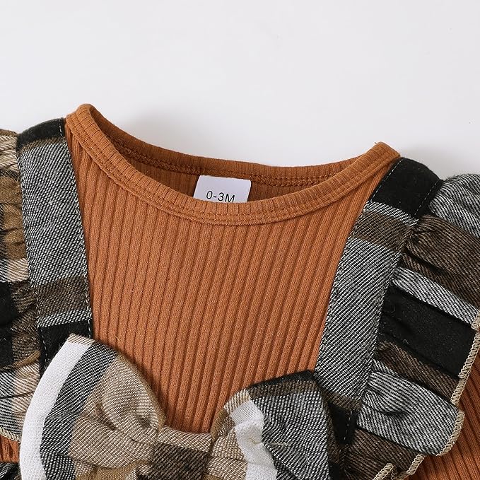 Newborn Infant Baby Girl Clothes Fall Winter Plaid Long Sleeve Jumpsuit One Piece Romper Bodysuit Baby Overalls Outfits