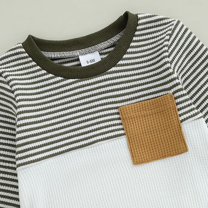 CIYCUIT Toddler Baby Boy Outfits Striped Sweatshirt Pants Clothes Set