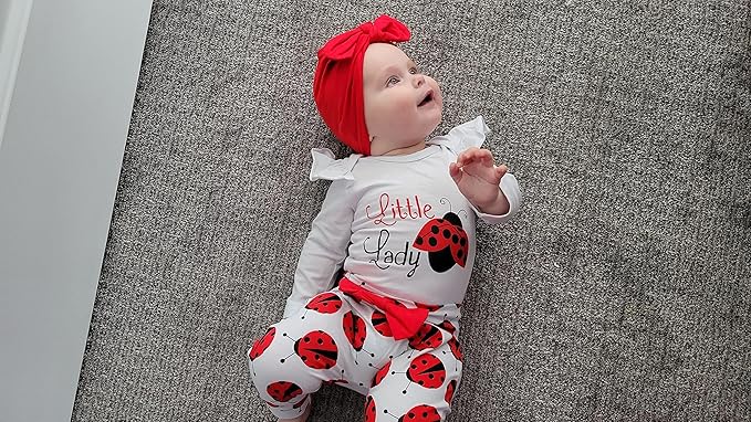 Infant Newborn Baby Girl Clothes Baby Girl Outfits For All Seasons Long Sleeve Snap Romper Pant Sets With Headband