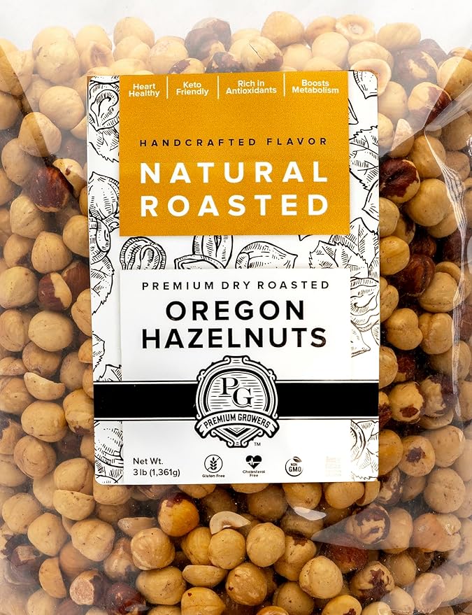 Oregon Farm To Table - Hazelnuts from Premium Growers - Dry Roasted - Kosher Certified (3lb, Natural Roasted)