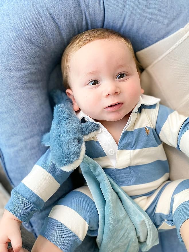 MON AMI Seaborn Shark Plush Lovey for Babies – 13.5” | Knotted Security Blanket for Newborns
