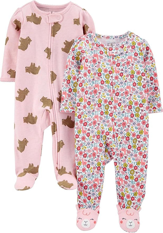 Simple Joys by Carter's Baby Girls' Cotton Footed Sleep and Play, Pack of 2