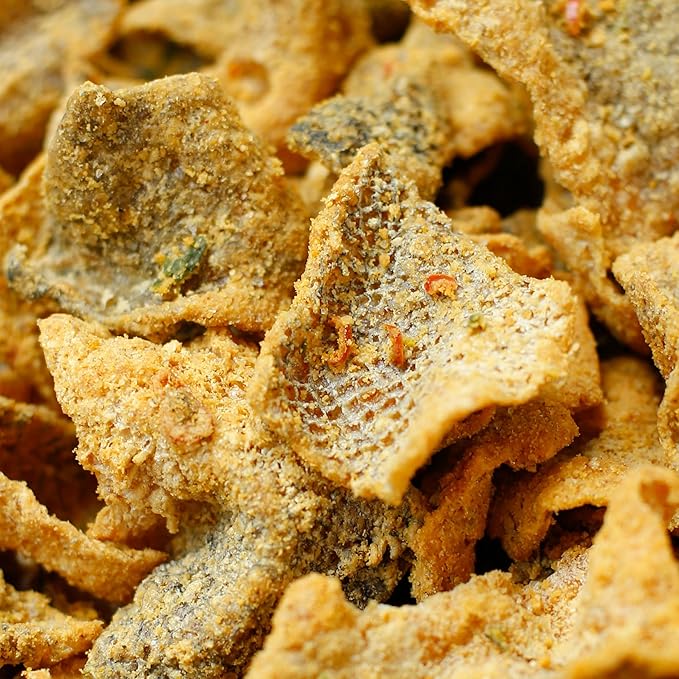 IRVINS Salted Egg Salmon Skin Chips Crisps | Premium Hand Cooked | Halal | High Protein | Keto-Friendly | 3.7 oz (Pack of 6)