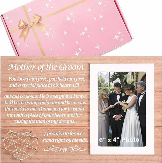 Picture Frame Gift for Mother of the Groom from Bride-Thank You for Raising the Man of My Dreams-Wedding Gift for New Mom-Bridal Shower Present-Photo Frame Keepsake-Future Mother in Law Present