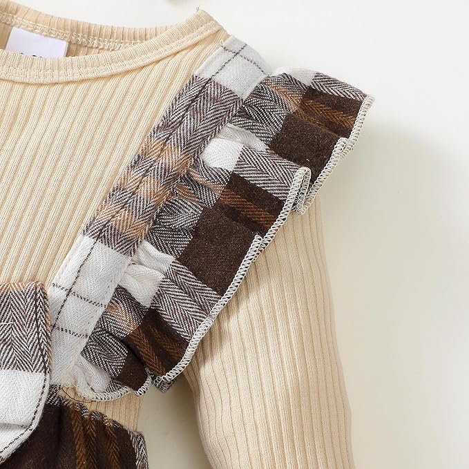 Newborn Infant Baby Girl Clothes Fall Winter Plaid Long Sleeve Jumpsuit One Piece Romper Bodysuit Baby Overalls Outfits