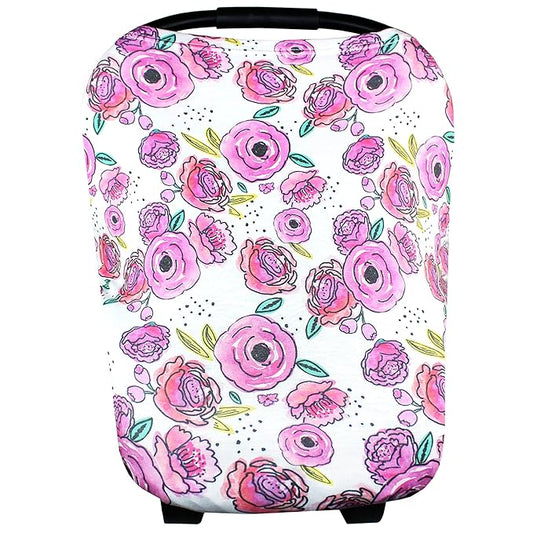 Baby Car Seat Cover Canopy and Nursing Cover Multi-Use Stretchy 5 in 1 Gift Zoe by Copper Pearl