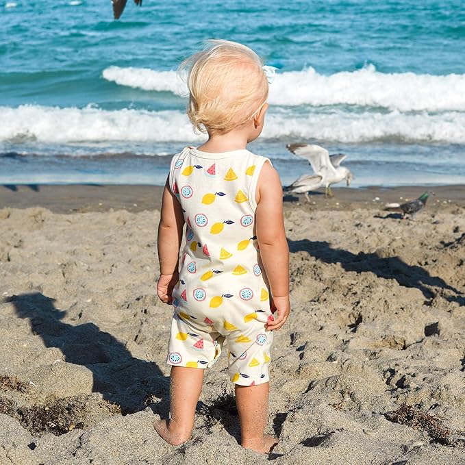 Babysoy Organic Pattern Print Tank Romper Shortall