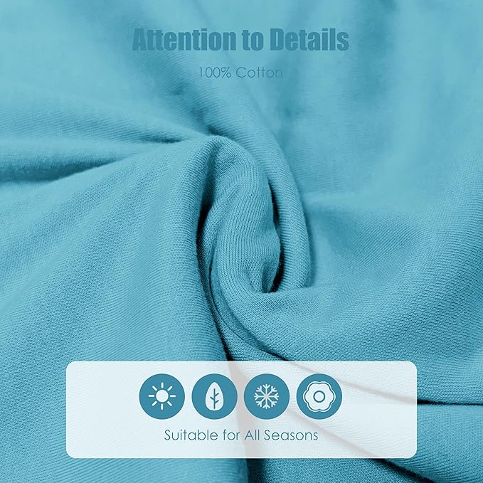 SWEET DOLPHIN Baby Sleep Sack 6-12 Months - 100% Cotton 2-Way Zipper TOG 0.5 Infant Wearable Blanket, Newborn Essentials Toddler 3 Pack Sleeping Sacks - Peacock Blue