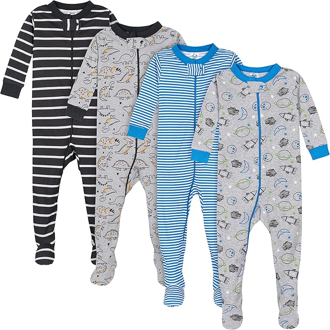 Gerber baby-boys Baby-boys 4-pack Footed Pajamas