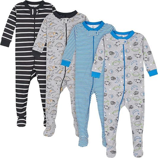 Gerber baby-boys Baby-boys 4-pack Footed Pajamas