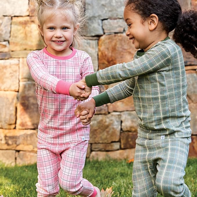 HonestBaby Classics 2-Piece Pajamas Sleepwear Pjs 100% Organic Cotton for Baby, Toddler, Kids