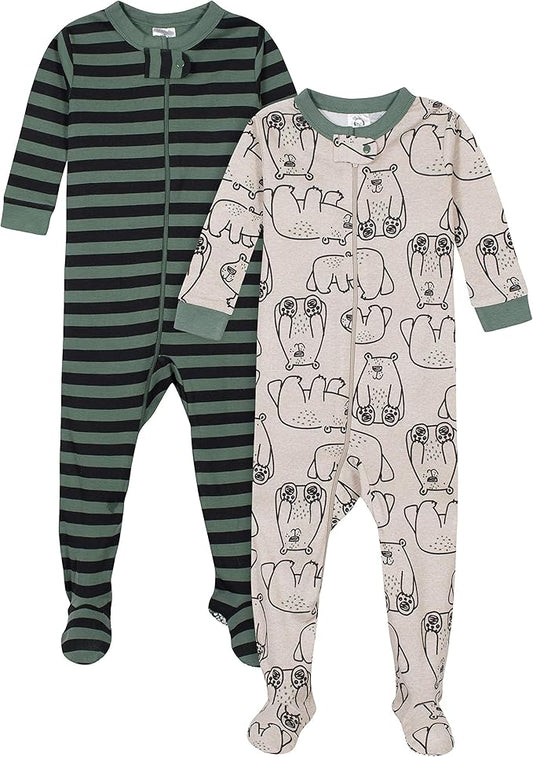 Gerber baby-boys 2-pack Snug Fit Footed Cotton Pajamas