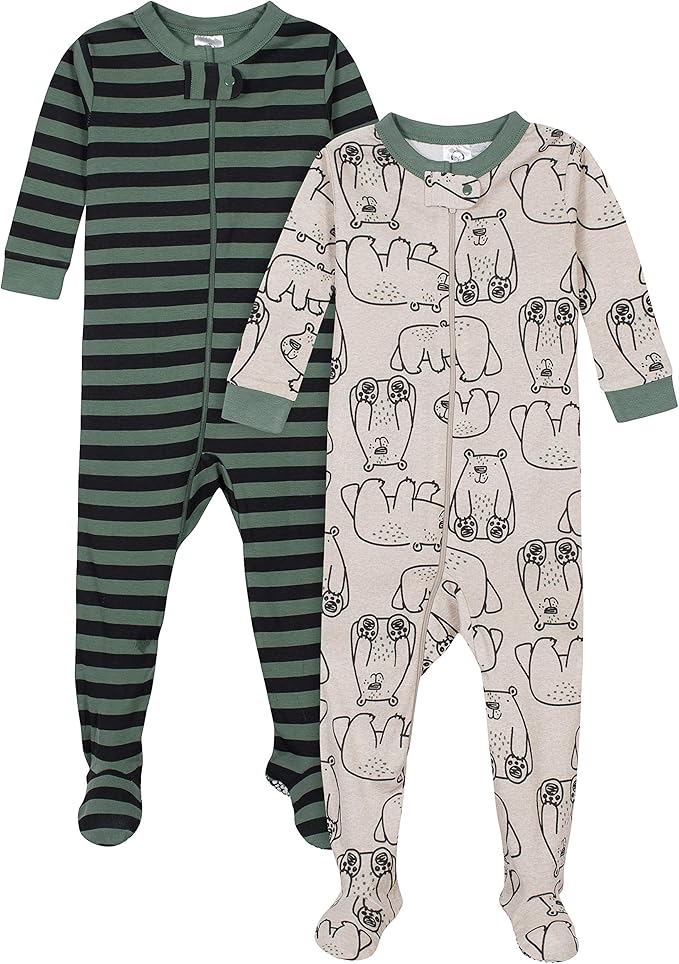 Gerber Baby Boys' 2-Pack Footed Pajamas