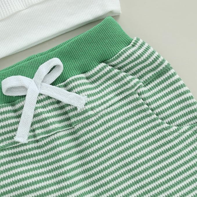 CIYCUIT Toddler Baby Boy Outfits Striped Sweatshirt Pants Clothes Set