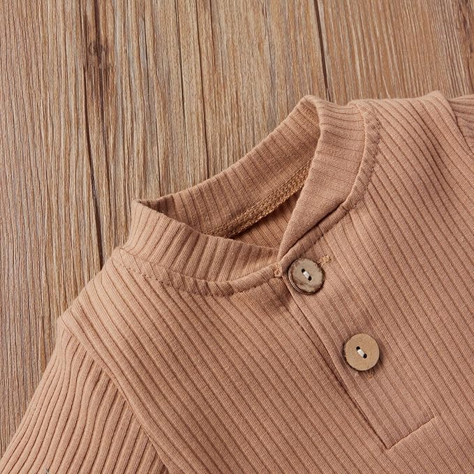 CIYCUIT Newborn Baby Boy Clothes Ribbed Knit Long Sleeve Bodysuit Pants 2-Piece Fall Winter Outfits