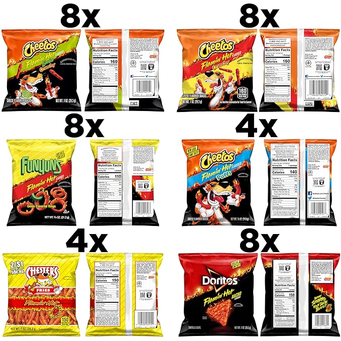 Frito Lay Flamin' Hot Mix, Variety Pack (Pack of 40), Packaging May Vary