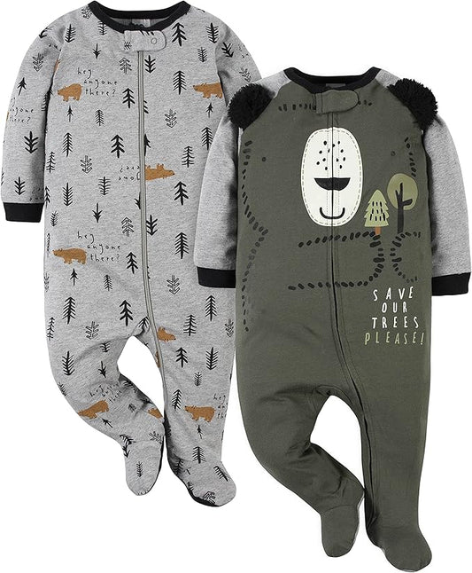 Gerber Baby Boys' 2-Pack Footed Pajamas
