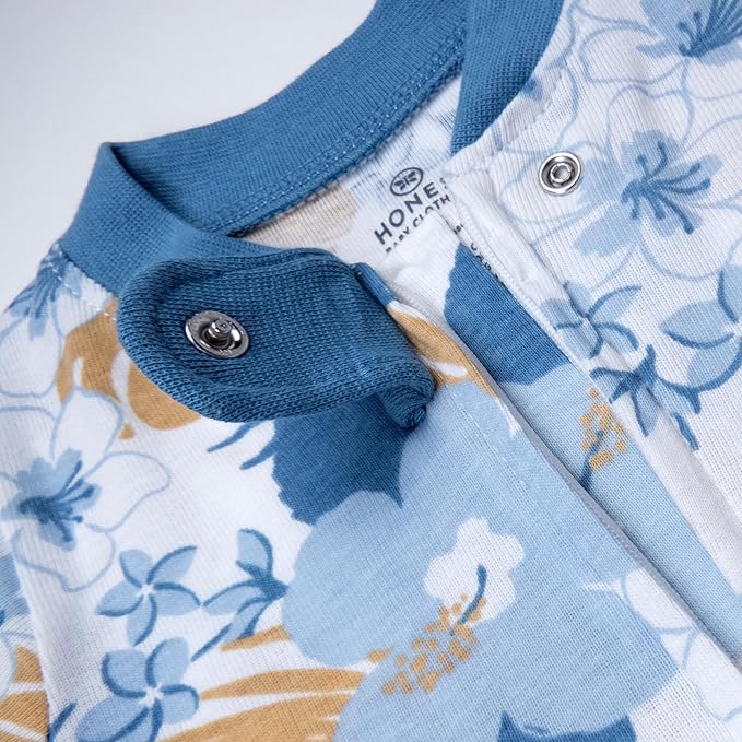 HonestBaby Sleep & Play Footed One-piece Pajama Sleeper 100% Organic Cotton, Baby Boys