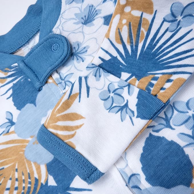 HonestBaby Sleep & Play Footed One-piece Pajama Sleeper 100% Organic Cotton, Baby Boys