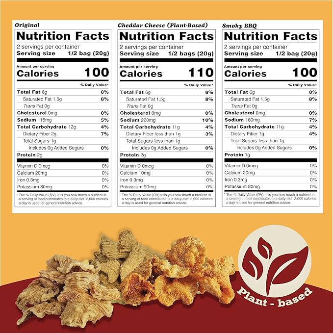 BITETUOSO TRIO set TEMPURA OYSTER MUSHROOMS for on the Go, Plant-Based Snack, Falvors: Original, Smoky BBQ, Cheddar Cheese Plant-Based, 1.41 oz (Pack of 6), Dairy Free, Vegan, Crispy Gourmet Snack, No MSG