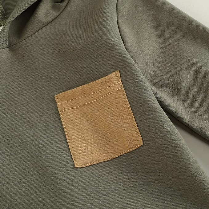 2Pcs Baby Boys Hoodie Tops Pants Set Dinosaur Deer Print Sweatsuit Fall Winter Outfits