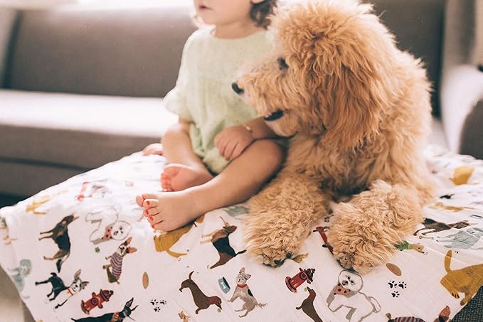 Little Unicorn Premium Quilted Throw | Super Soft, Multi-Layered Muslin XL Blanket| Great for Kids & Families (Woof)