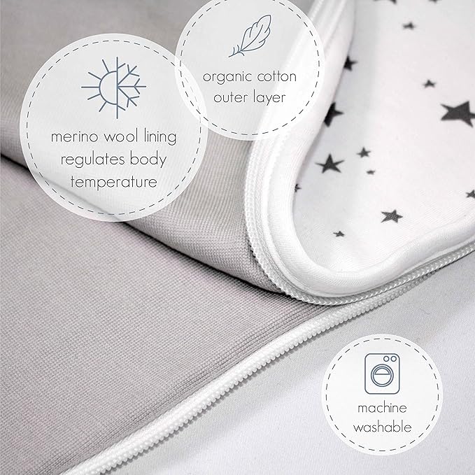 Woolino Merino Wool and Organic Cotton Ultimate Baby Sleep Sack - 4 Season Baby Wearable Blanket - Two-Way Zipper Adjustable Sleeping Bag - Universal Size (2-24 Months) - Strawberry